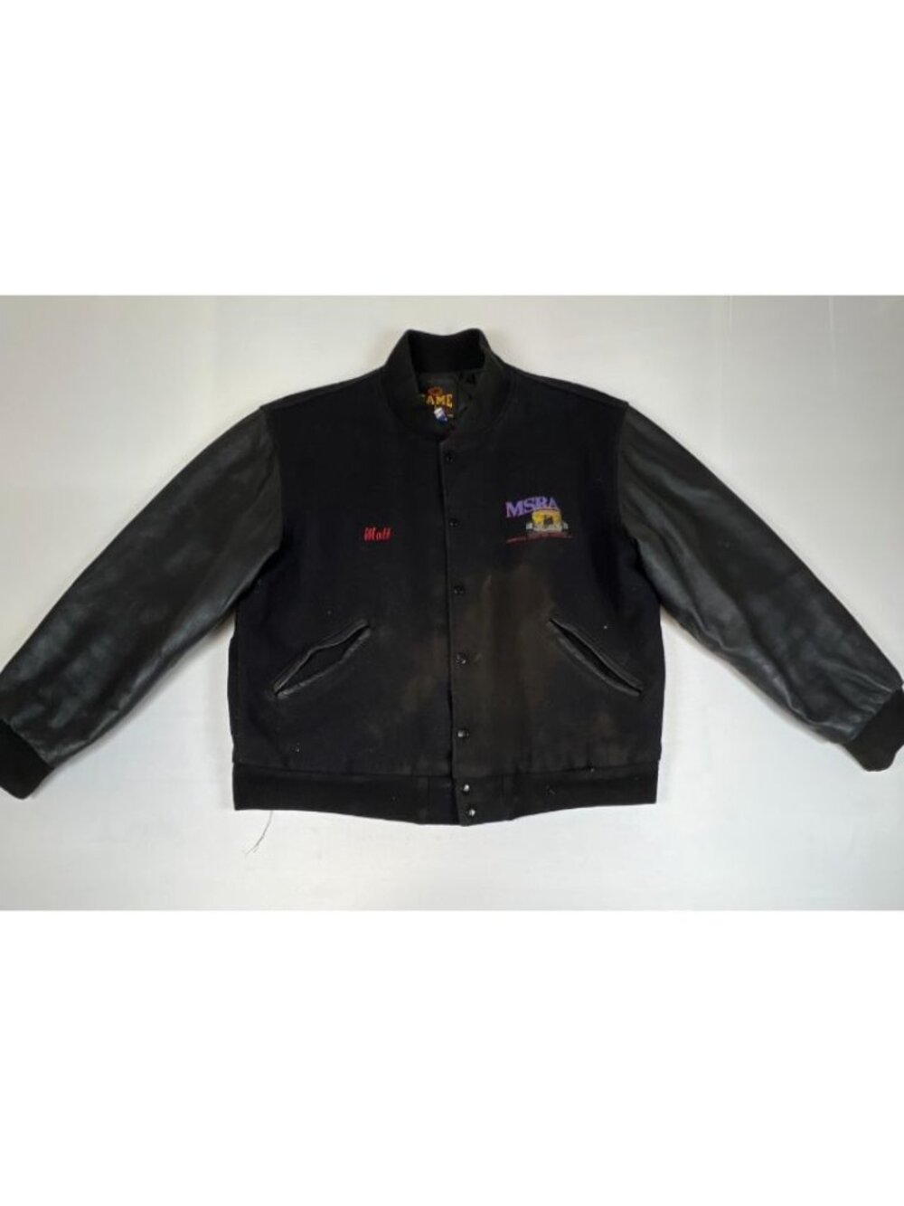 Vintage G.A.M.E. Sportswear MSRA Varsity Jacket Men's Large Wool Leather USA